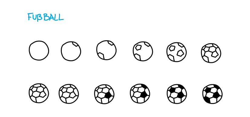 Fünf Icons für Sport Fussball